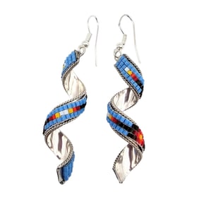 Lucille Romone Navajo Beaded Earrings with Sterling Swirls