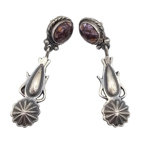Annie Spencer Navajo Sterling Spiny Oyster Earrings