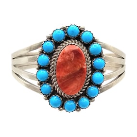 Patrick Yazzie Sterling Spiny Oyster Turquoise Cuff Bracelet