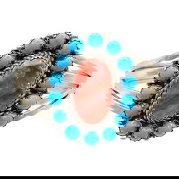 Patrick Yazzie Sterling Spiny Oyster Turquoise Cuff Bracelet