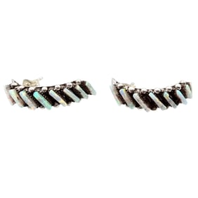Cletus Lamy Zuni Sterling Opal Earrings