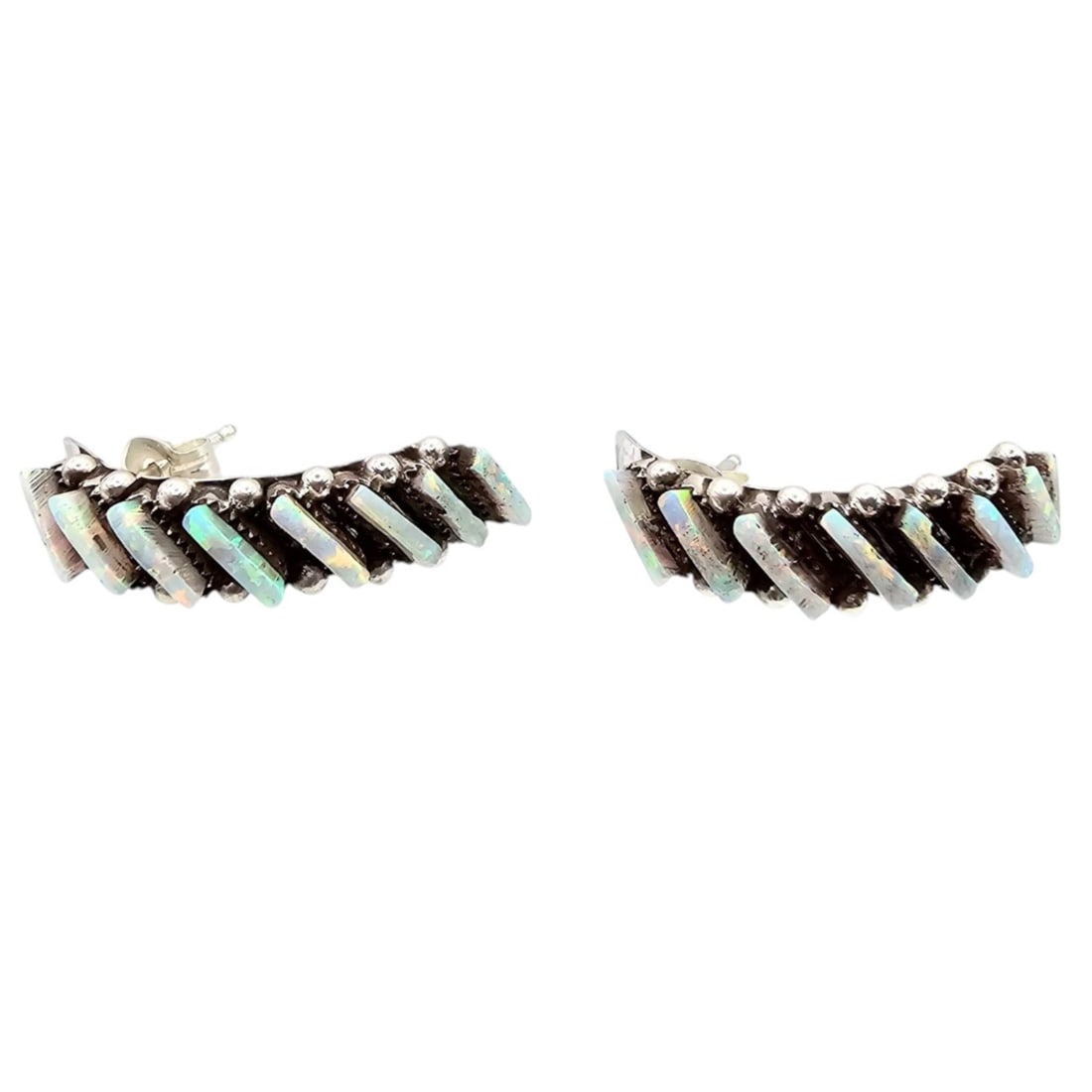 Cletus Lamy Zuni Sterling Opal Earrings (1 of 4)
