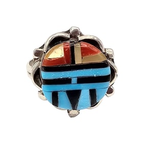 Andrick Dewa Zuni Sterling Inlay Sunface Ring