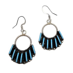 Davis Kaamasee Zuni Sterling Kingman Turquoise Earrings