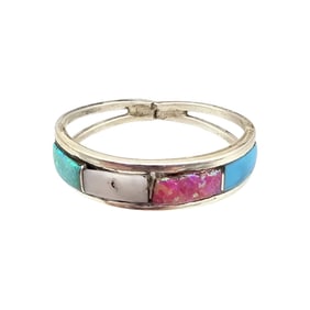 Sterling Navajo Multi-Stone Ring by Debbie Livingston Sz 7