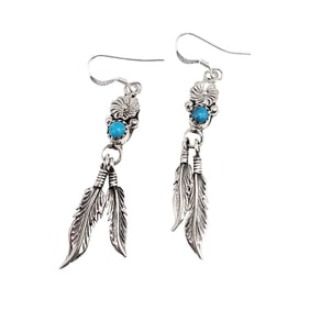 Sharon McCarthy Navajo Sterling Kingman Turquoise Earrings