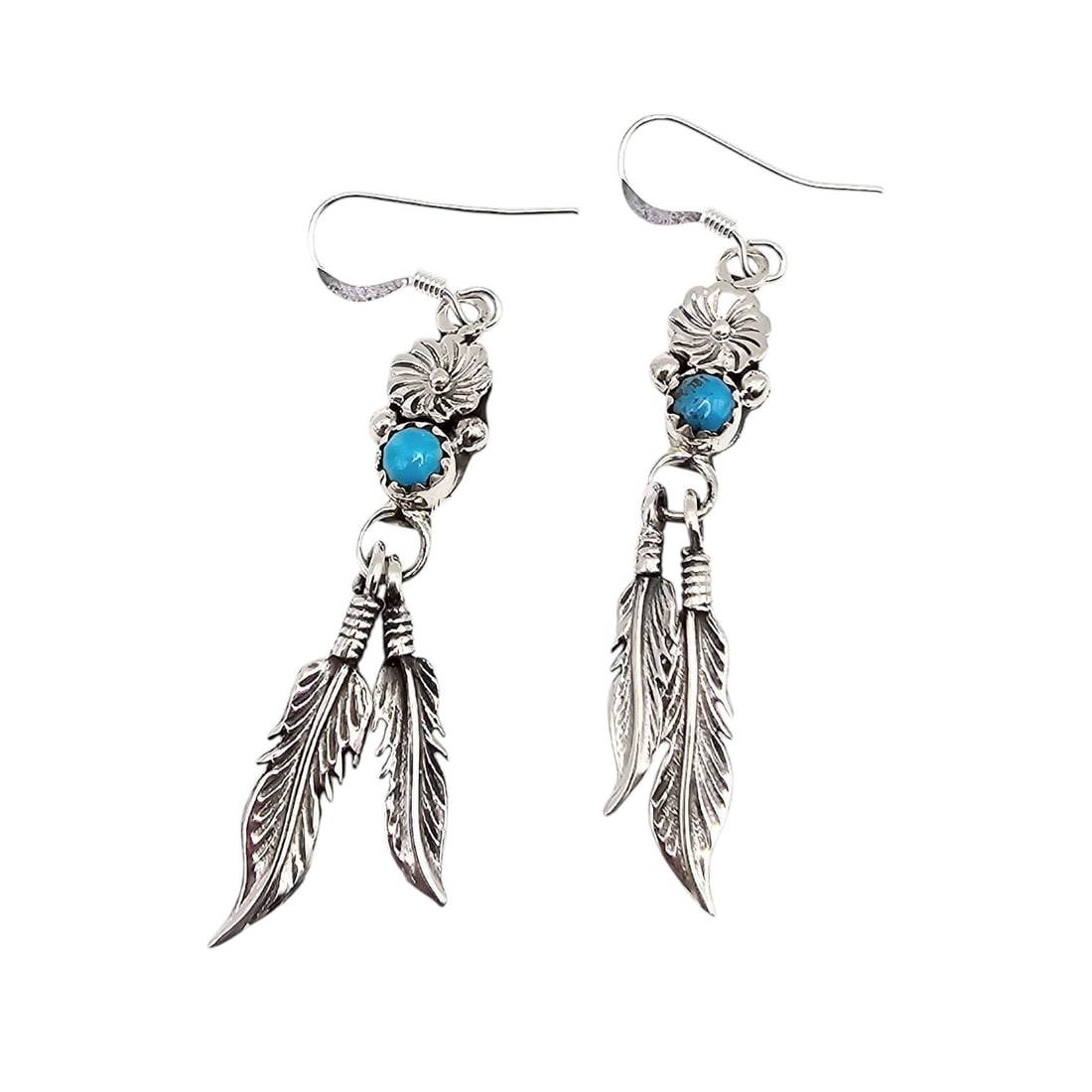 Sharon McCarthy Navajo Sterling Kingman Turquoise Earrings (1 of 4)