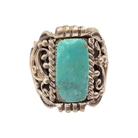 Mike Smith Navajo Sterling Kingman Turquoise Ring Sz 6