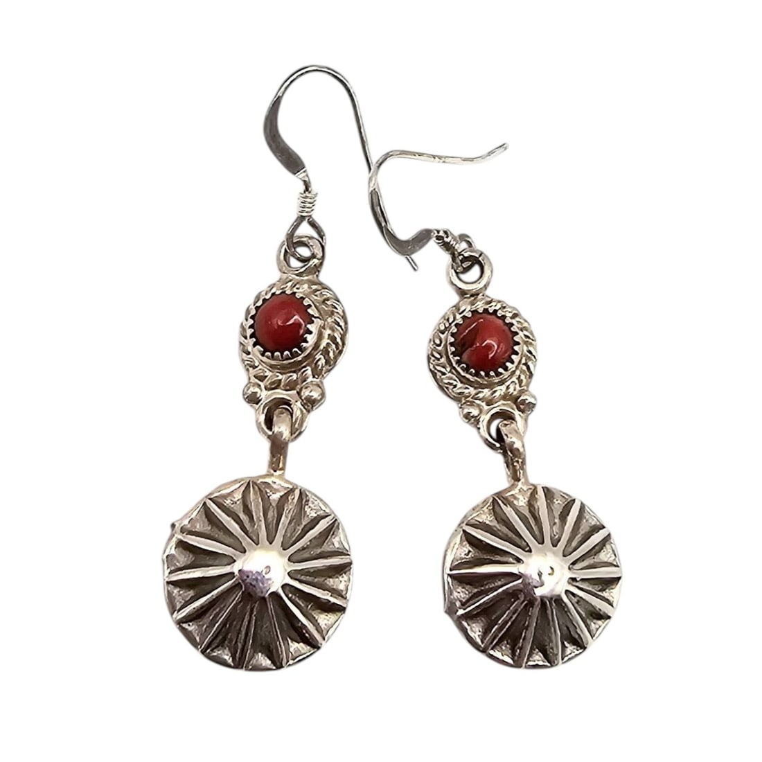 Sharon McCarthy Navajo Sterling Red Coral Earrings (1 of 4)