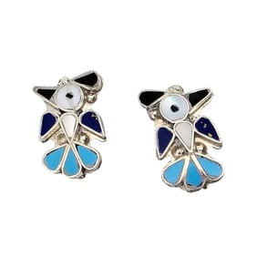 Pino Yunie Zuni Sterling Multi-Stone Inlay Earrings