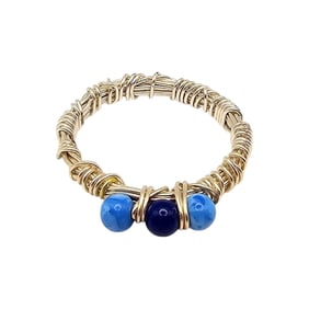 Linda Yazzie Sterling Lapis Sodalite Twist Wire Ring