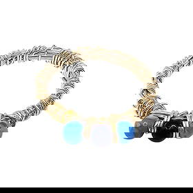 Linda Yazzie Sterling Lapis Sodalite Twist Wire Ring: Handmade silver twist wire ring by Navajo artisan Linda Yazzie. Made with sterling silver and adorned with one lapis and two sodalite beads. Weighing approximately 2.3 grams. Ring size is 9.25. The de