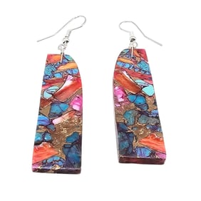 Jameson Pete Navajo Sterling Pink Dahlia Slab Earrings