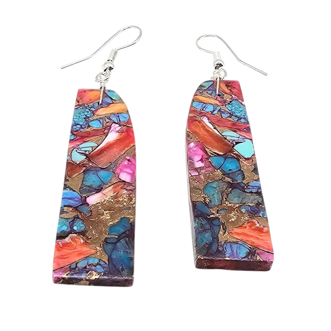 Jameson Pete Navajo Sterling Pink Dahlia Slab Earrings (1 of 4)