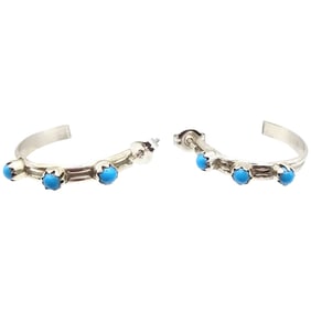 Marie Chee Navajo Sterling Kingman Turquoise Earrings