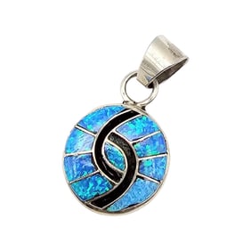 Amy Locasio Zuni Sterling Blue Opal Pendant