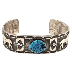 Emerson Kinsel Navajo Sterling Kingman Turquoise Bracelet