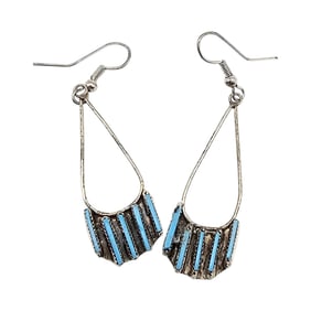 Davis Kaamasee Zuni Sterling Kingman Turquoise Earrings