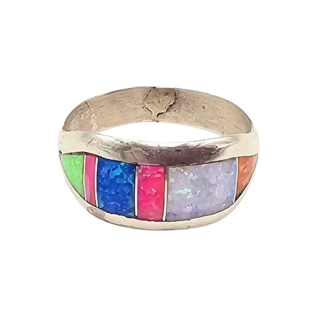 Norvin Johnson Navajo Sterling Multi-Stone Ring Sz 8 (1 of 4)