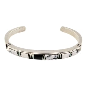 Rick Tolino Navajo Sterling White Buffalo Turquoise Bracelet