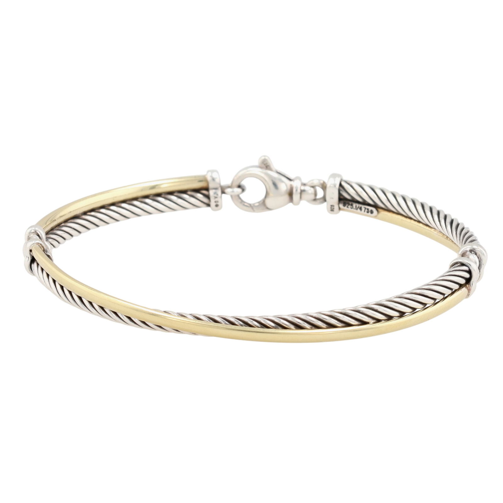David Yurman Sterling & 18K Gold Cable Crossover Link Bracelet (1 of 9)