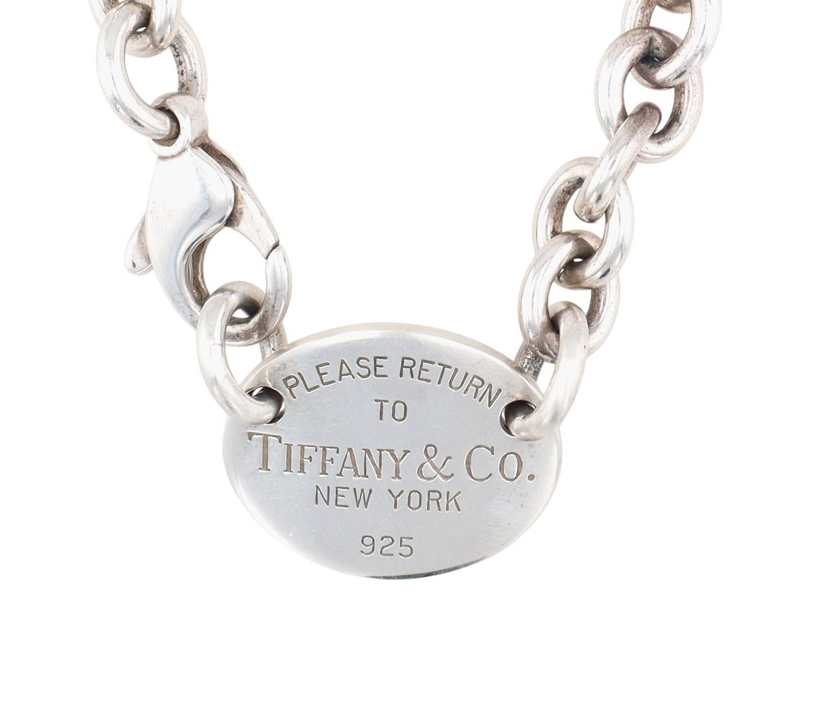 Tiffany & Co. Sterling Return to Tiffany Oval Tag Necklace: Tiffany & Co. Sterling Return to Tiffany Oval Tag Chain Link Necklace | 51.2g | Length approx. 15"