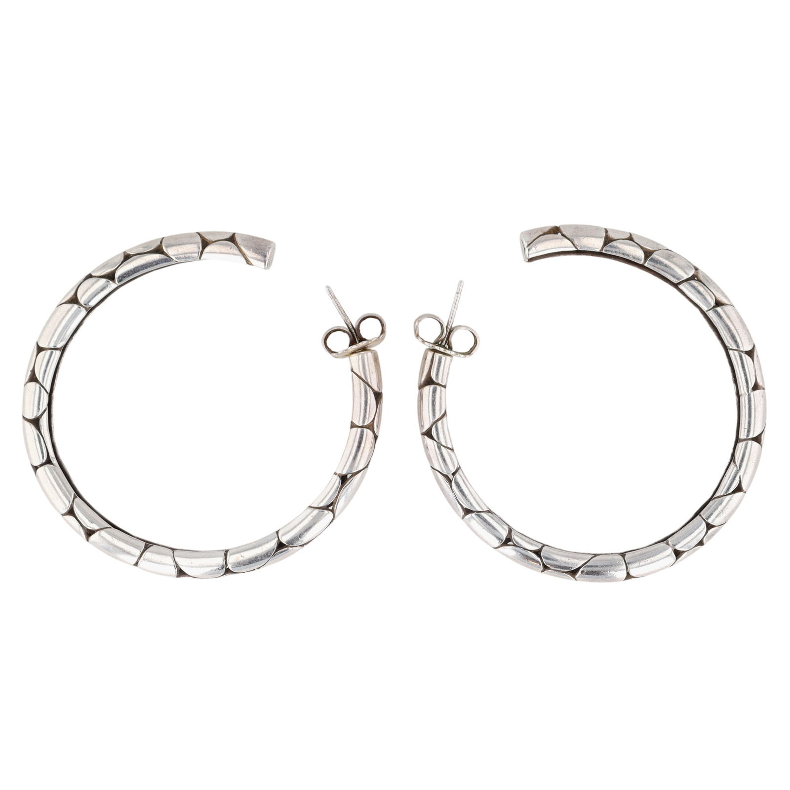 John Hardy Sterling Kali Pebble Large Hoop Earrings (1 of 5)