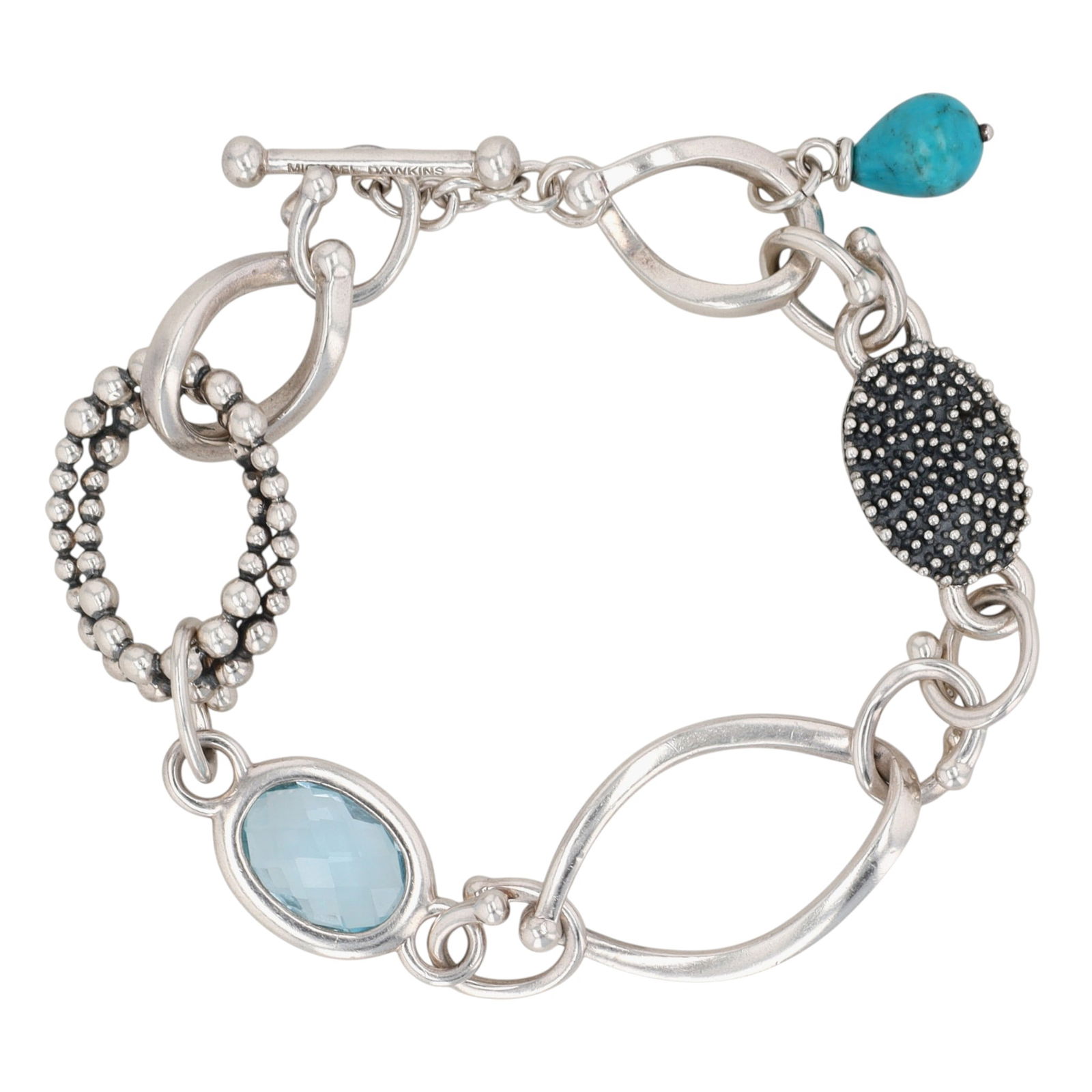 Michael Dawkins Sterling Topaz & Turquoise Starry Night Bracelet (1 of 7)