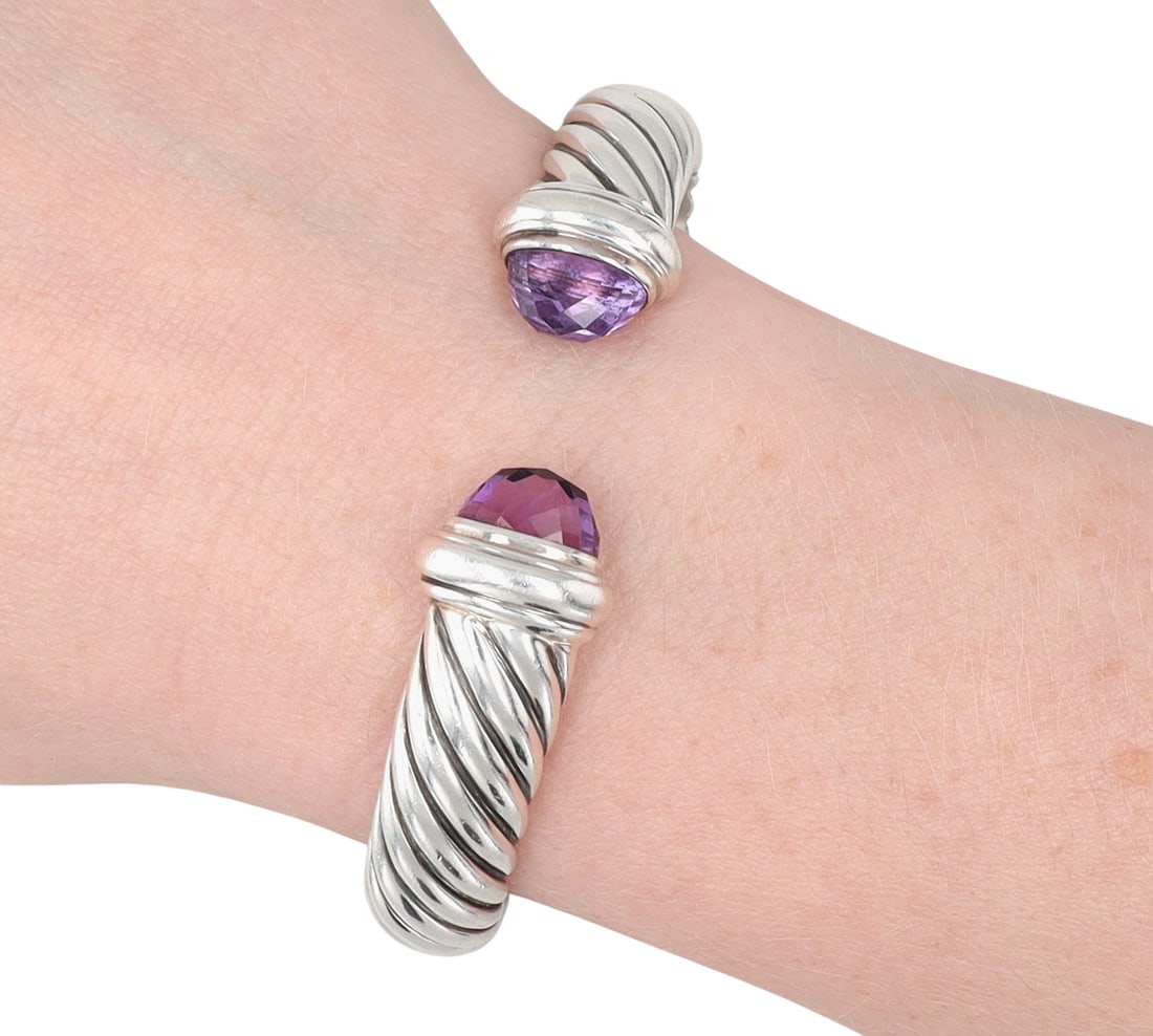 David Yurman Sterling Amethyst Waverly Cuff Bracelet (1 of 9)