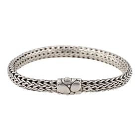 John Hardy Sterling Kali Pebble Woven Chain Bracelet