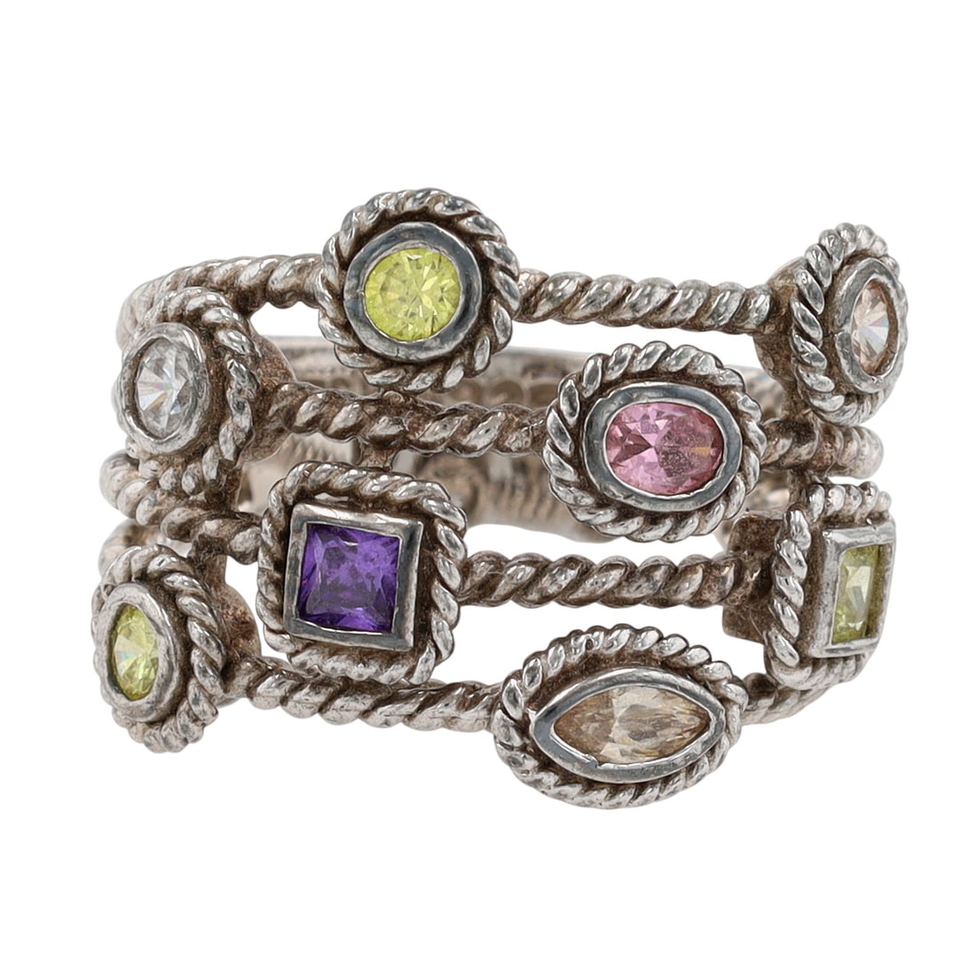 Joseph Esposito Sterling Multicolor Ring Sz 9: Joseph Esposito Sterling Multicolor Ring Sz 9 | 7.7g