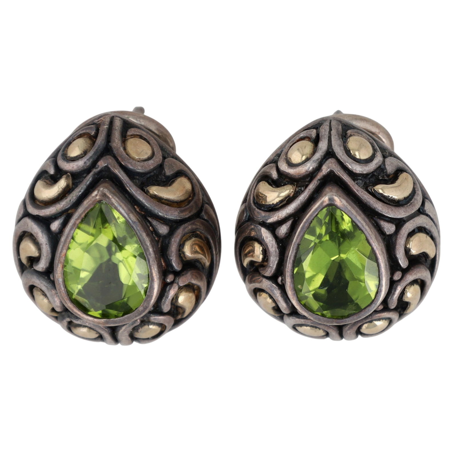 Samuel Benham Sterling & 18K Gold Peridot Earrings: Samuel Benham Sterling & 18K Gold Peridot Earrings | 10.3g