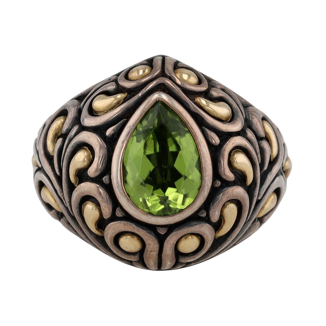 Samuel Benham Sterling & 18K Gold Peridot Ring Sz 7 (1 of 7)