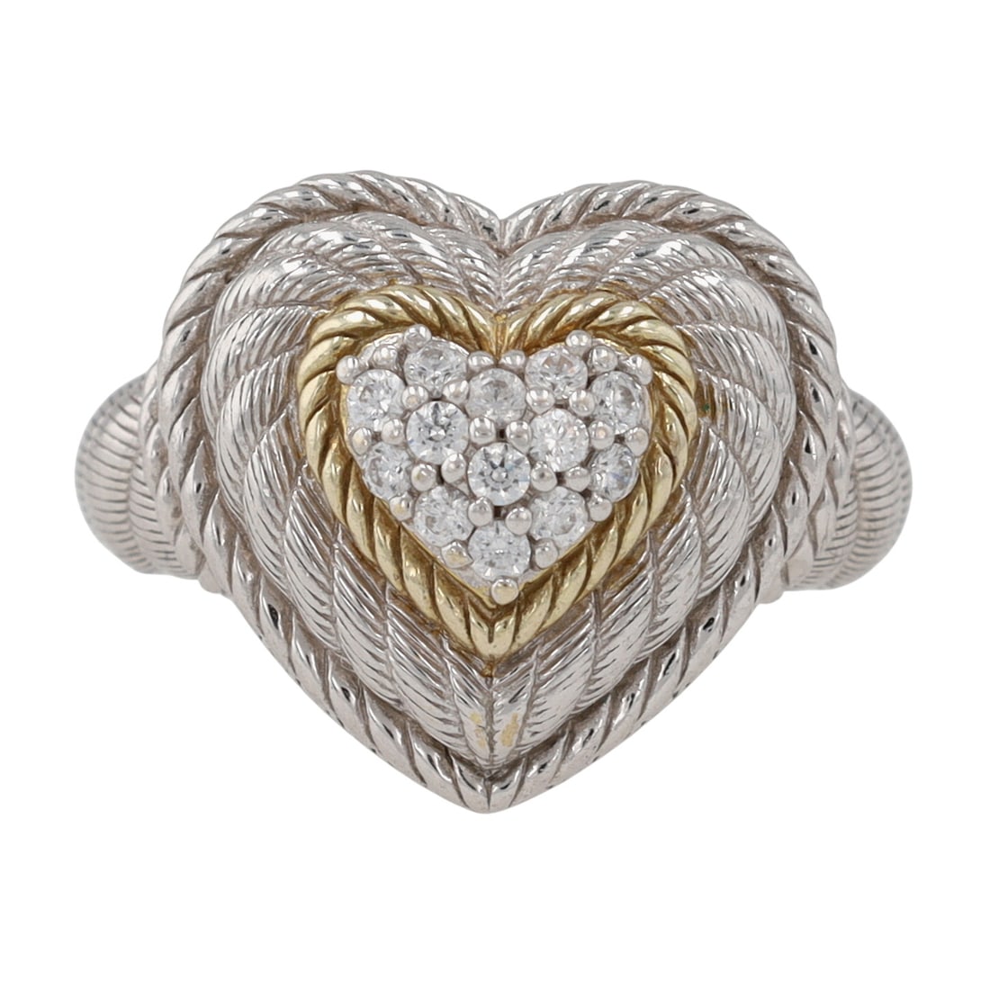 Judith Ripka Sterling Cubic Zirconia Heart Ring Sz 6 (1 of 7)