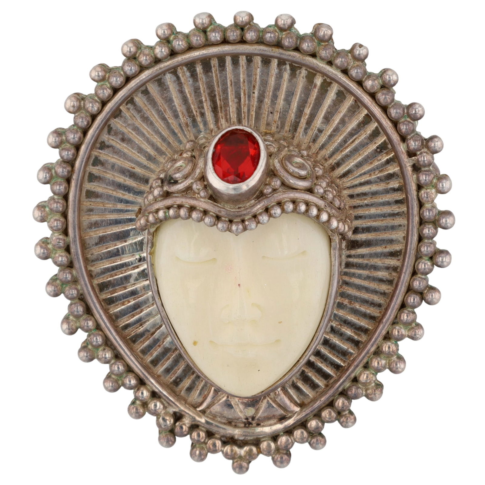 Sajen Sterling Garnet Goddess Pendant Brooch: Sajen Sterling Garnet Goddess Pendant Brooch | 17.3g