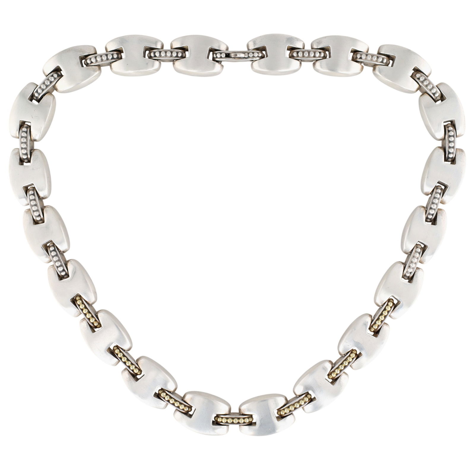 Lagos Caviar Sterling & 18K Gold Heavy Panel Link Necklace (1 of 7)