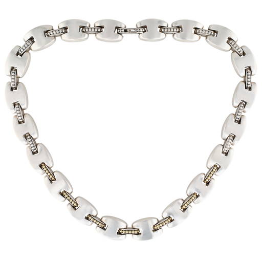 A Jolene Eustace Cochiti Zuni Sterling And 18k Necklace