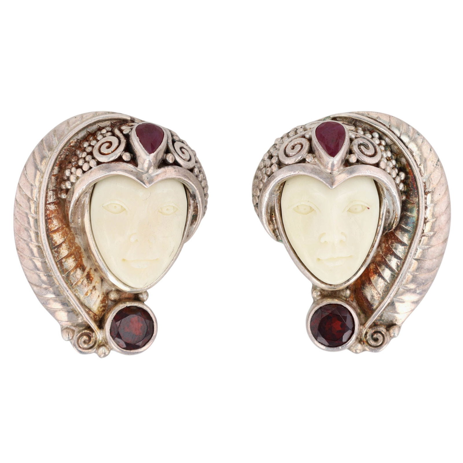 Sajen Sterling Garnet Goddess Earrings: Sajen Sterling Garnet Goddess Earrings | 19.6g