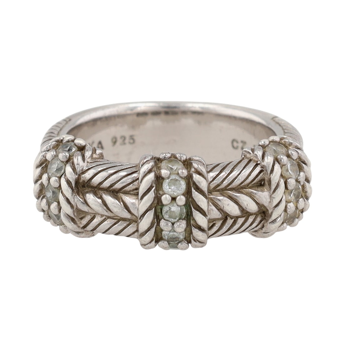 Judith Ripka Sterling Cubic Zirconia Cable Twist Ring Sz 6: Judith Ripka Sterling Cubic Zirconia Cable Twist Ring Sz 6 | 7.7g