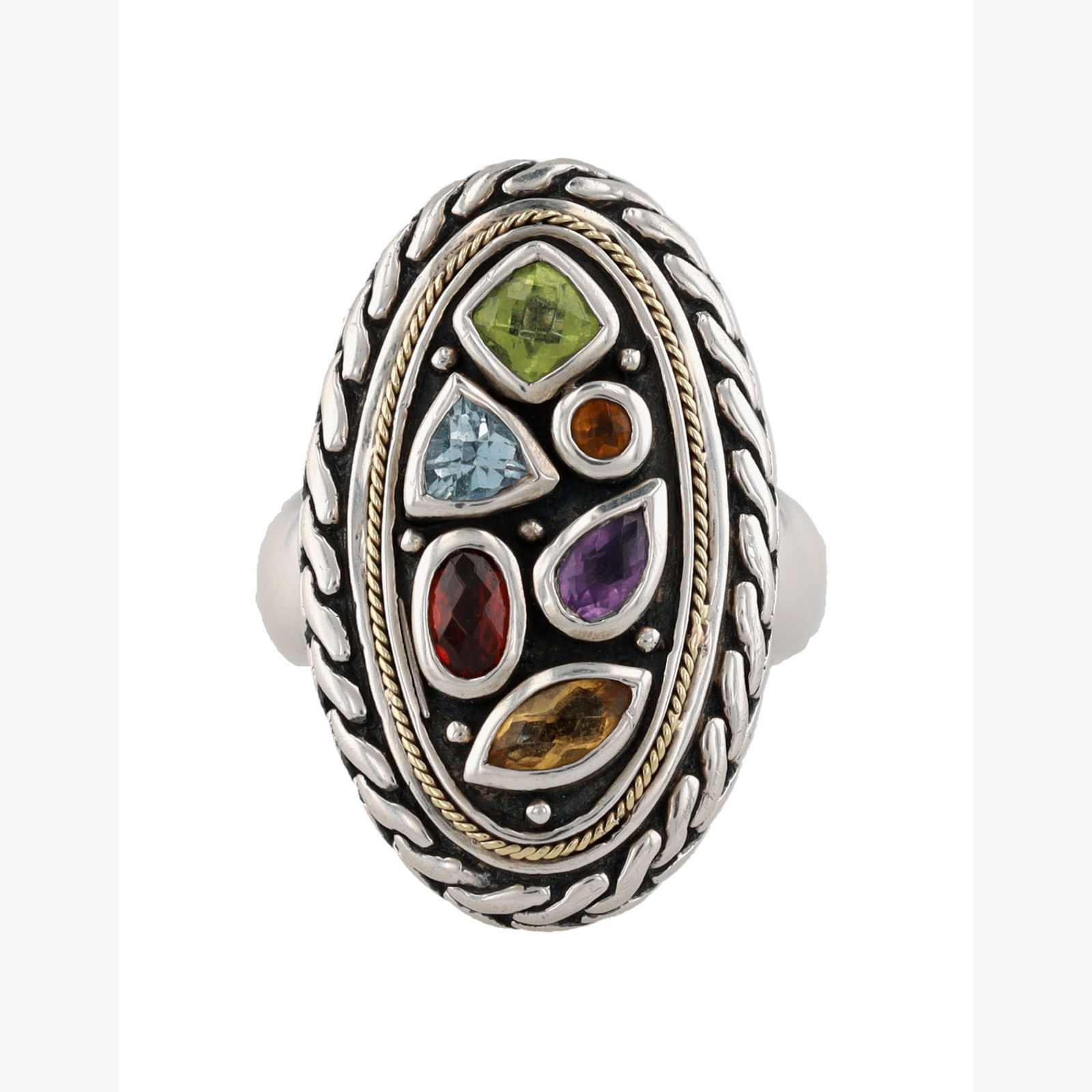 Effy Sterling & 18K Gold Multistone Ring Sz 7 (1 of 8)