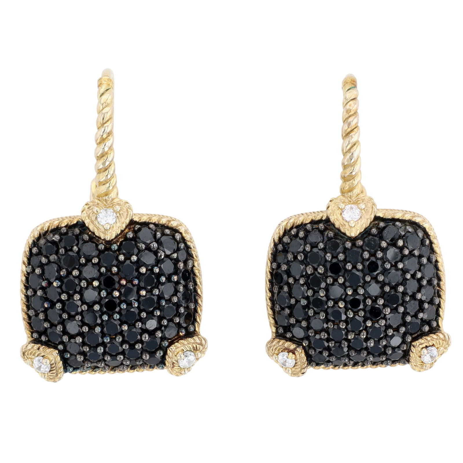 Judith Ripka Gold over Sterling Black Cubic Zirconia Drop Earrings (1 of 5)
