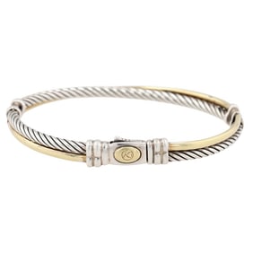 David Yurman Sterling & 18K Gold Crossover Cable Bracelet