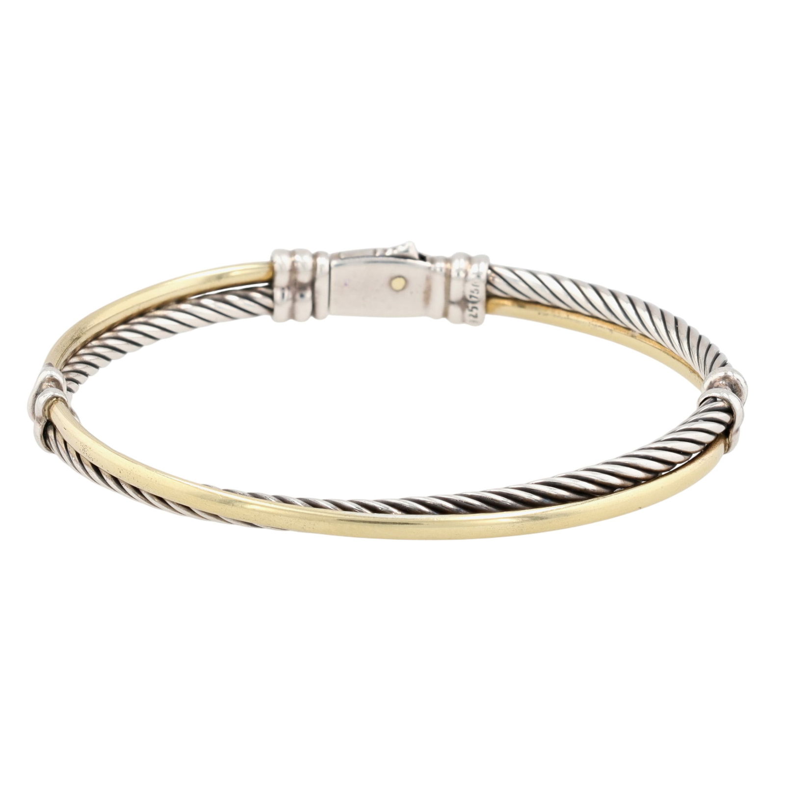 David Yurman Sterling & 18K Gold Crossover Cable Bracelet (1 of 8)