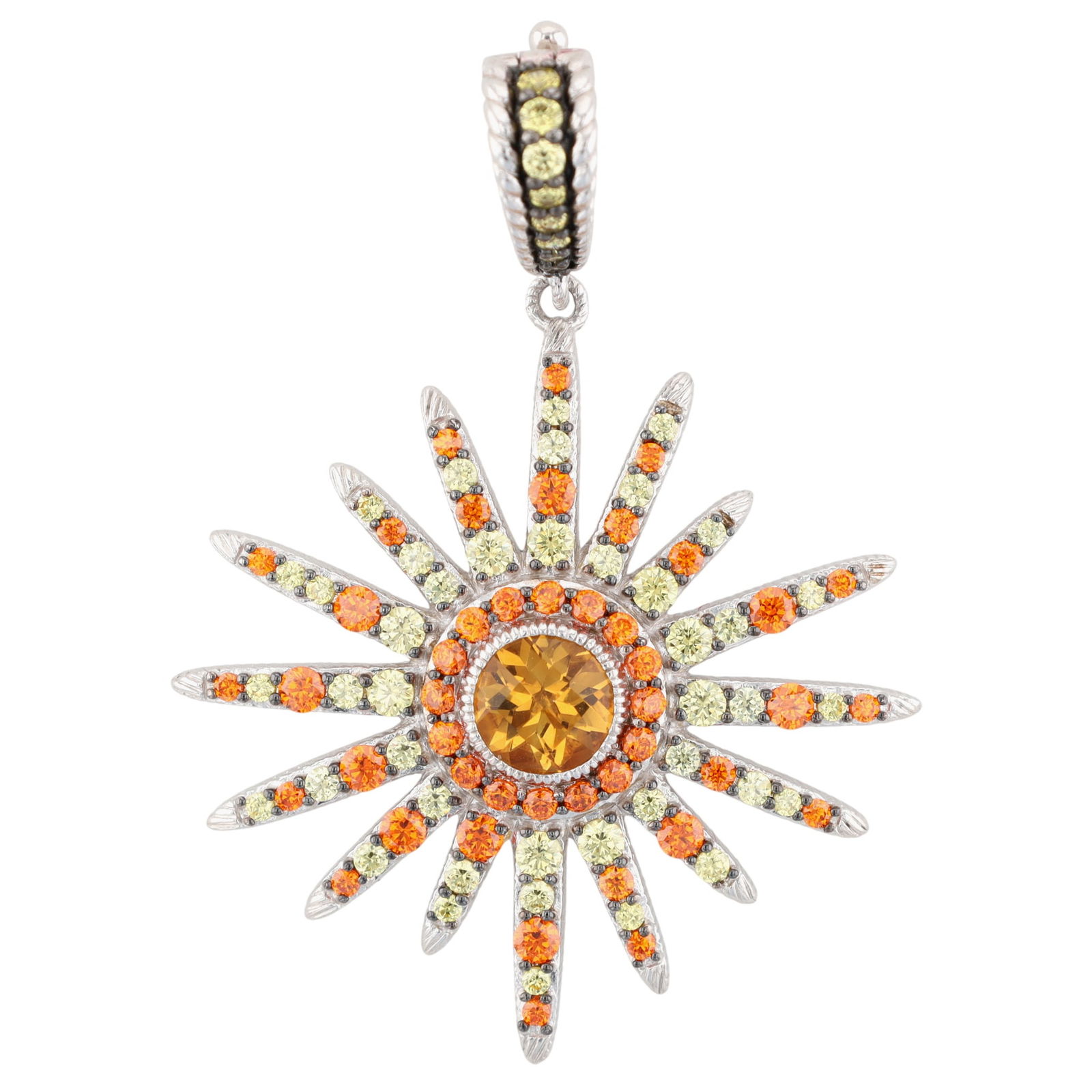 Judith Ripka Sterling Citrine and Diamonique Sunburst Pendant (1 of 4)