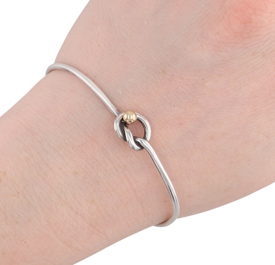 Tiffany & Co. Sterling & 18K Gold Love Knot Bangle Bracelet (1 of 8)