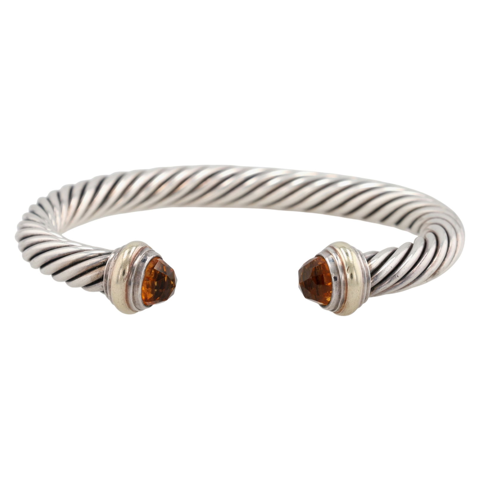 David Yurman Sterling & 14K Gold Citrine Classic Cable Cuff Bracelet: David Yurman Sterling & 14K Gold Citrine Classic Cable Cuff Bracelet, 7mm | Retail $895 | 43.9g