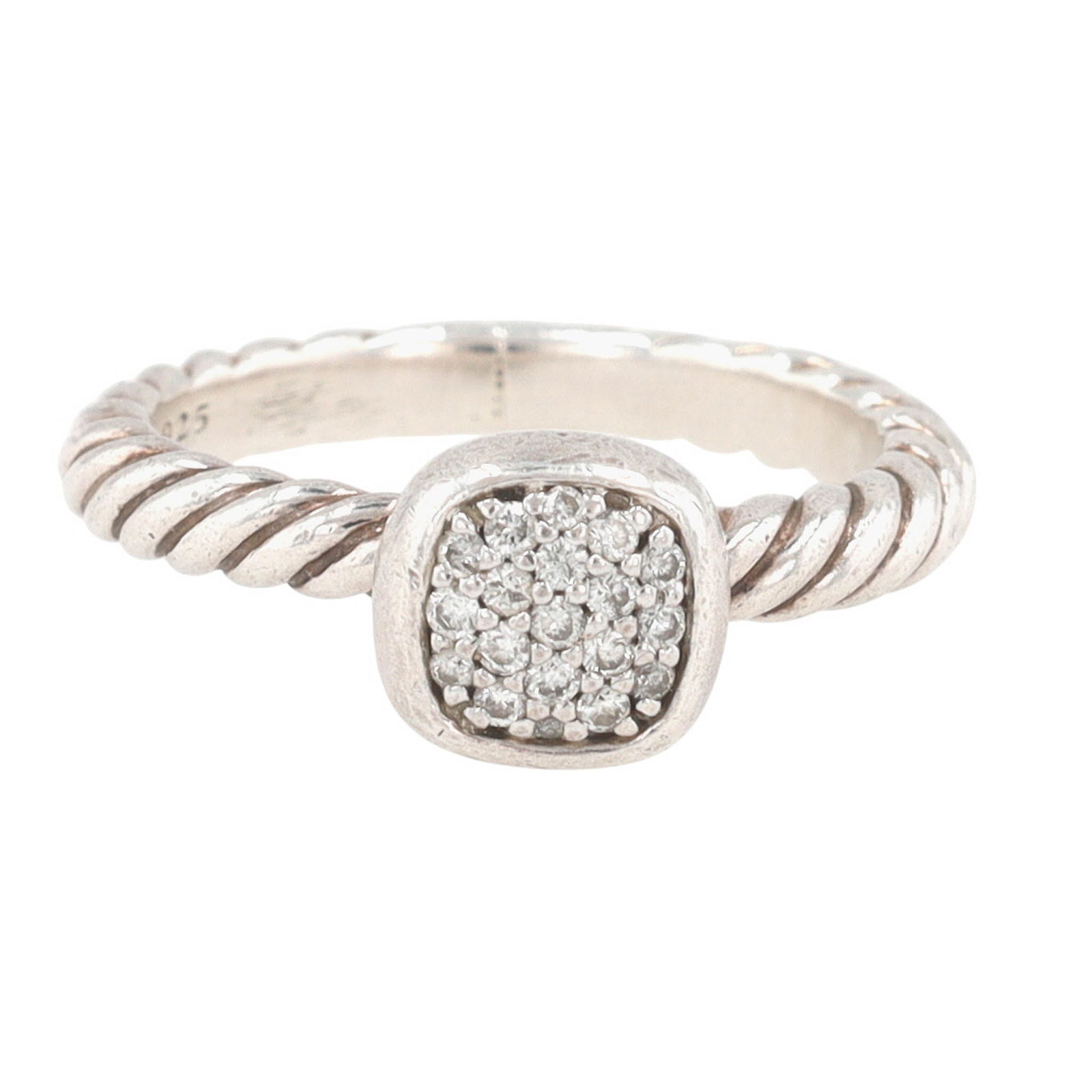 David Yurman Sterling Pave Diamond Cable Ring Sz 4.5 (1 of 7)