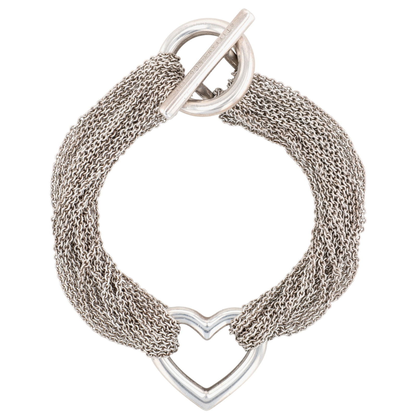 Tiffany & Co. Sterling Multistrand Mesh Heart Toggle Bracelet (1 of 7)
