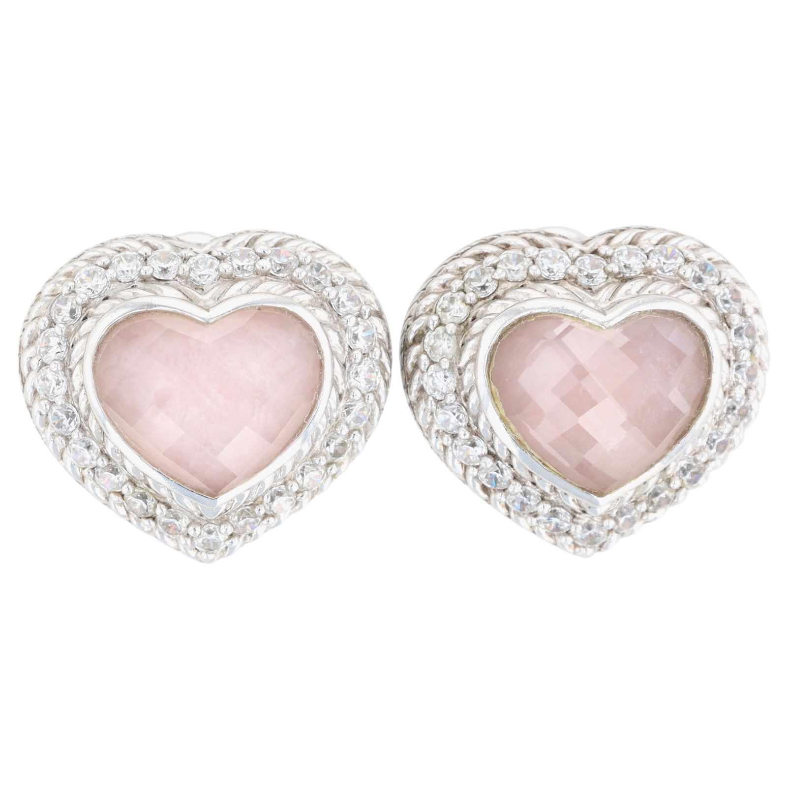 Judith Ripka Sterling Faceted Heart Earrings: Judith Ripka Sterling Faceted Heart Earrings | 13.2g