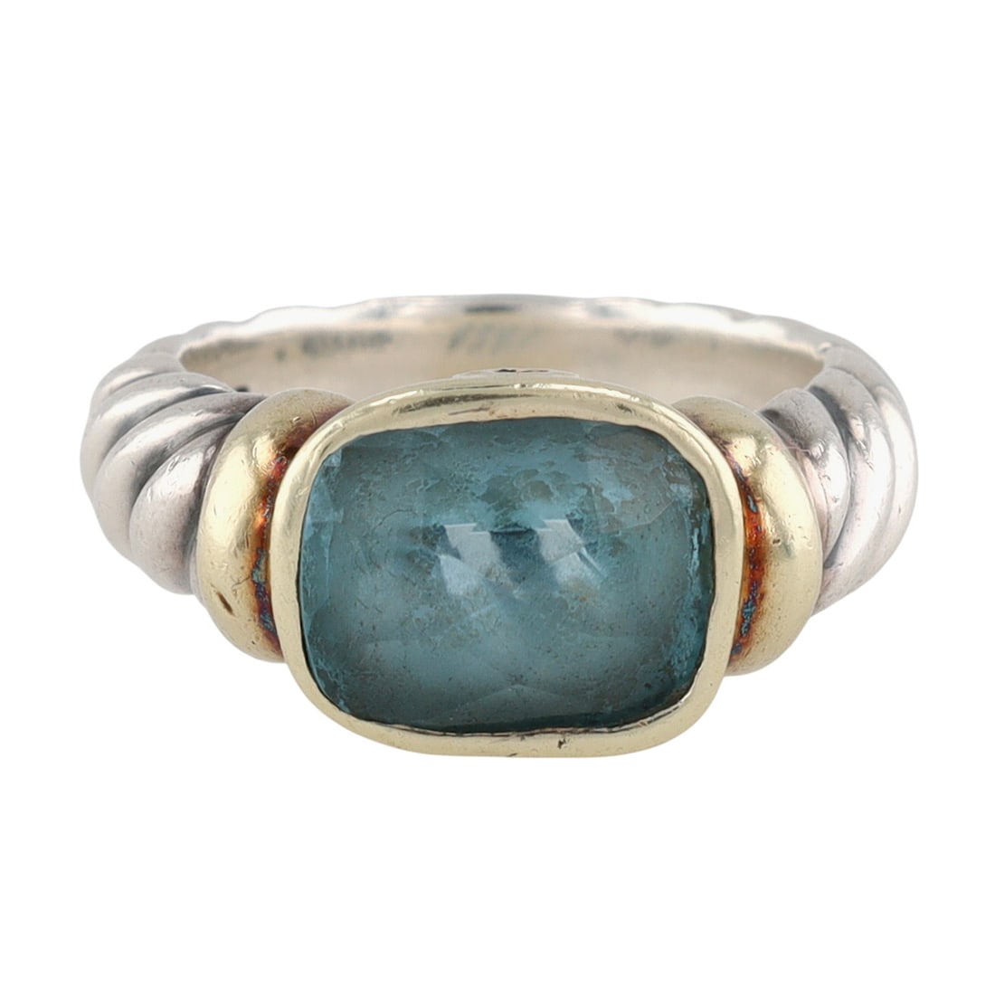 David Yurman Sterling & 14K Gold Topaz Noblesse Ring Sz 5 (1 of 8)